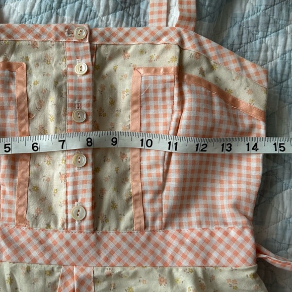 Gunne Sax by Jessica (Jessica McClintock) Maxi Dress, Peach Gingham and Floral - Picture 11 of 11